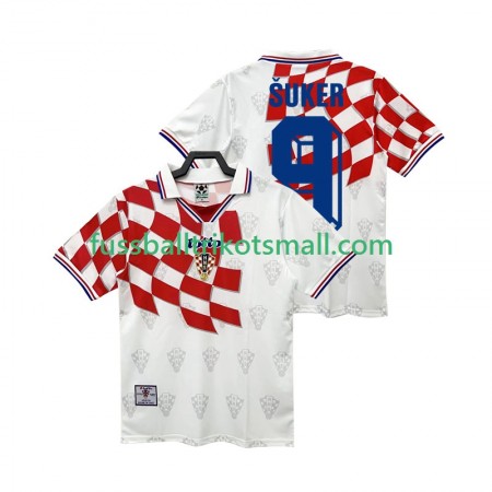 Fußballtrikots Kroatien BSUKER 9 Retro 1998 Kurzarm Heimtrikotsatz kaufen